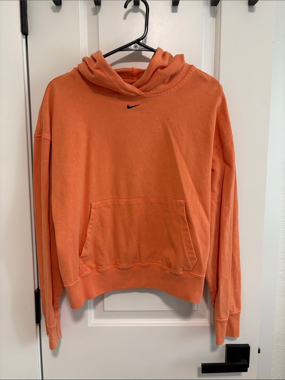 Nike Orange Crewneck Hoodie with Black Swoosh